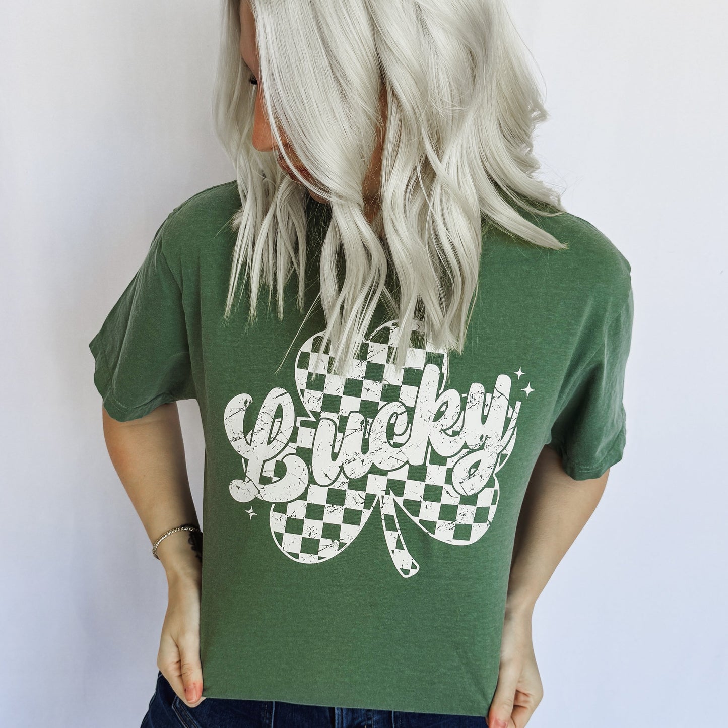 *Checker Shamrock Graphic Tee