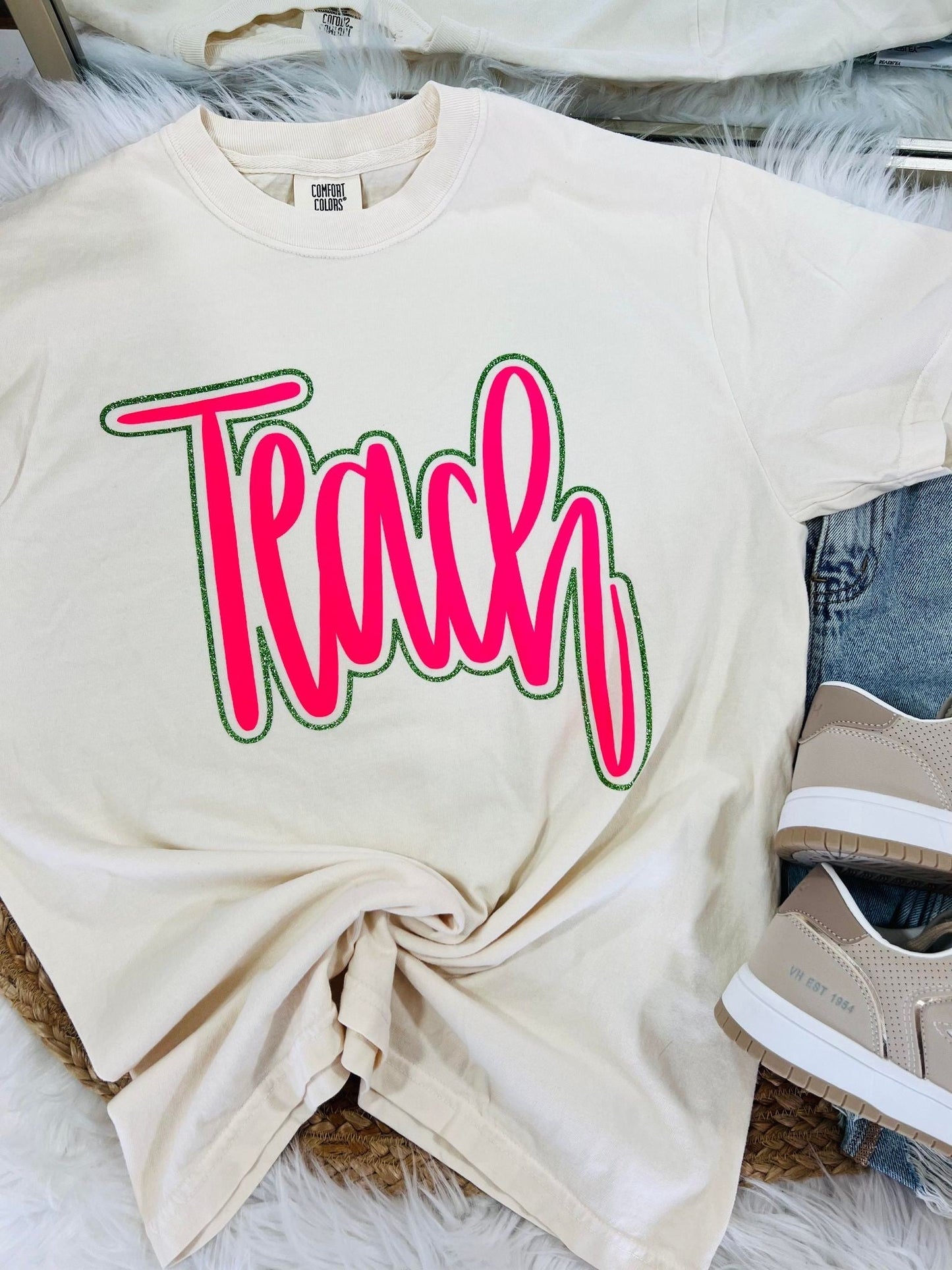 Teach Double Puff Glitter Combo Tee
