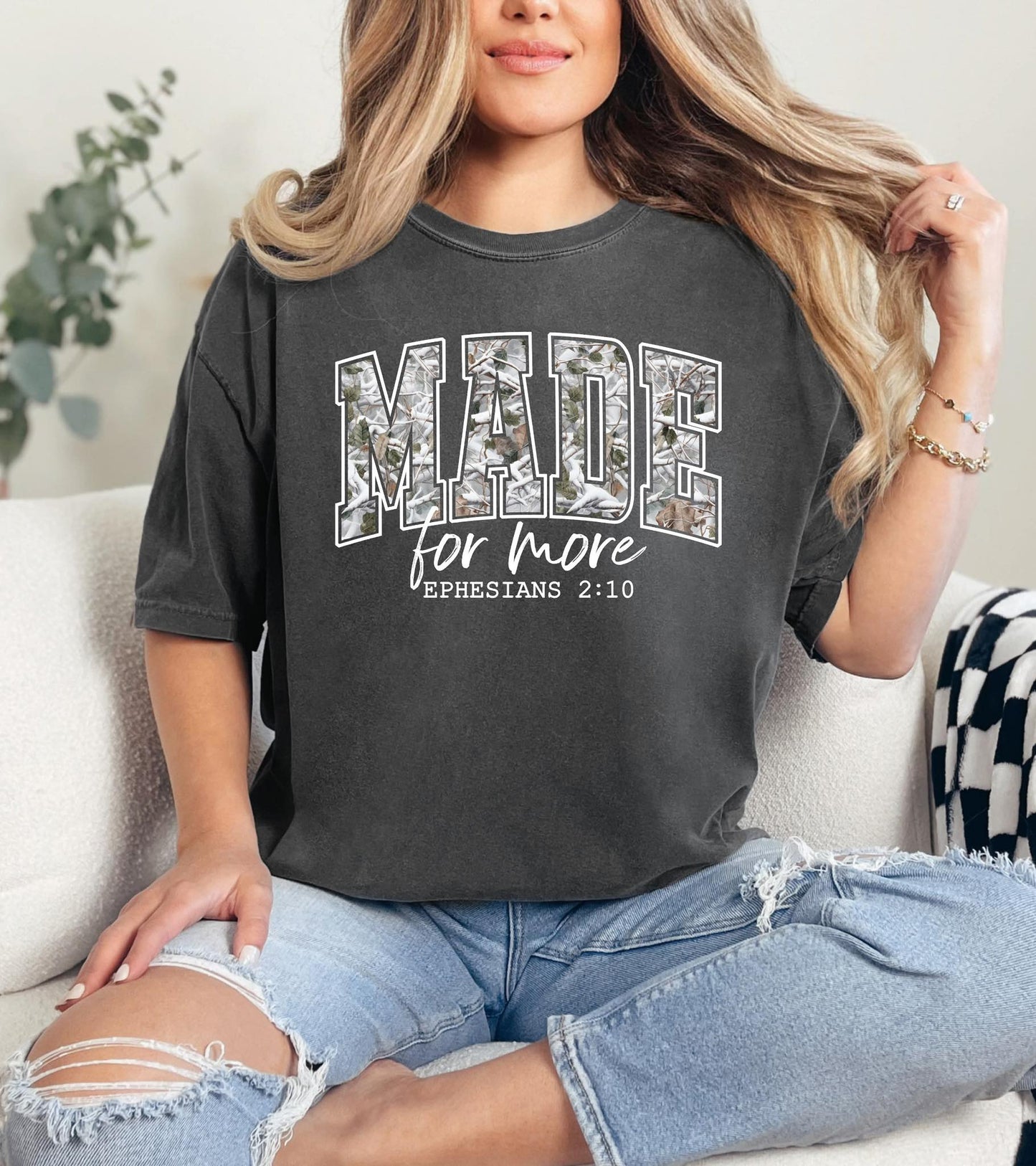 Snowy Camo Made For More Graphic Tee