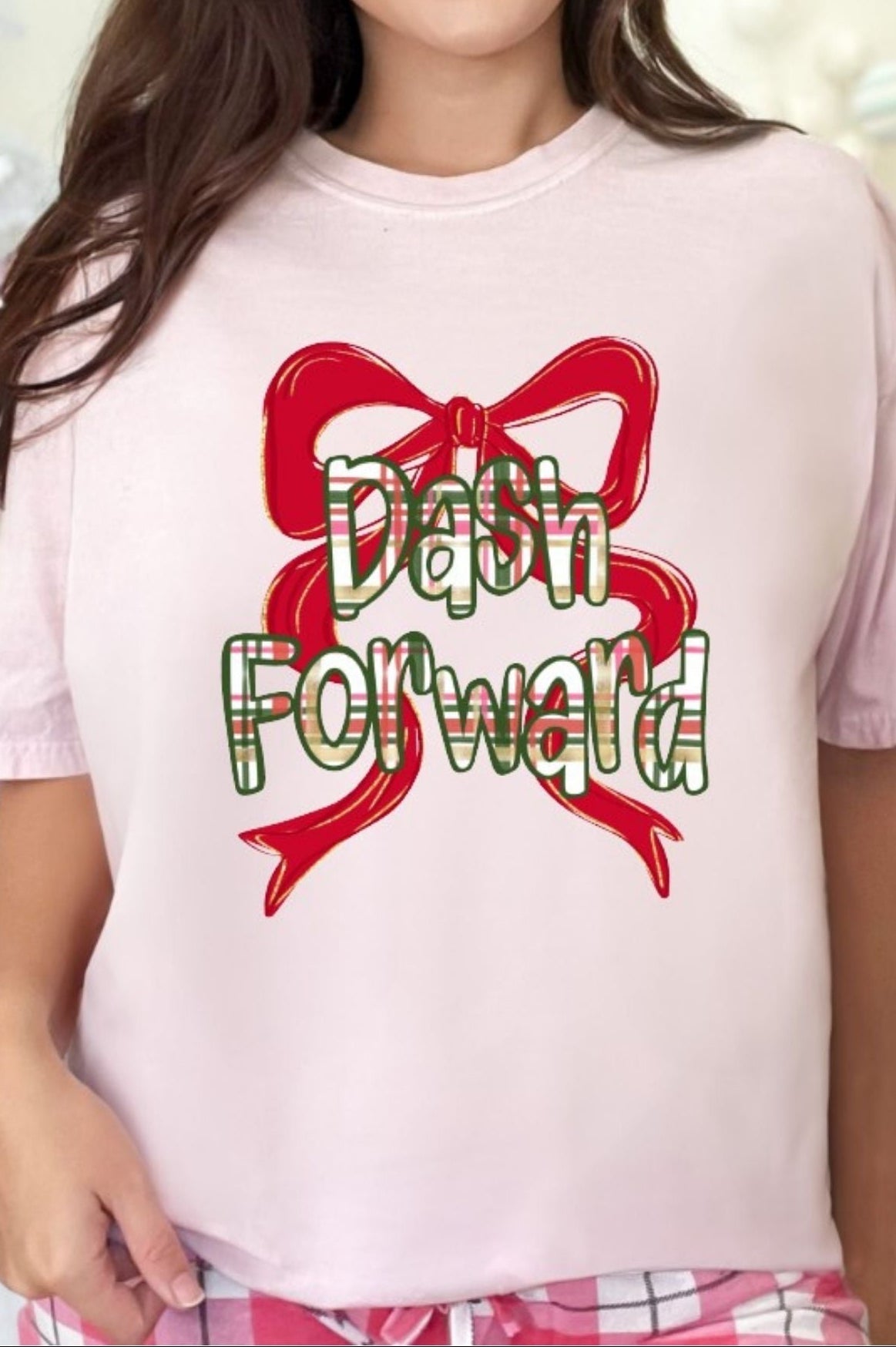 Plaid Christmas Bow Boutique Custom CMAS118 DTF Apparel