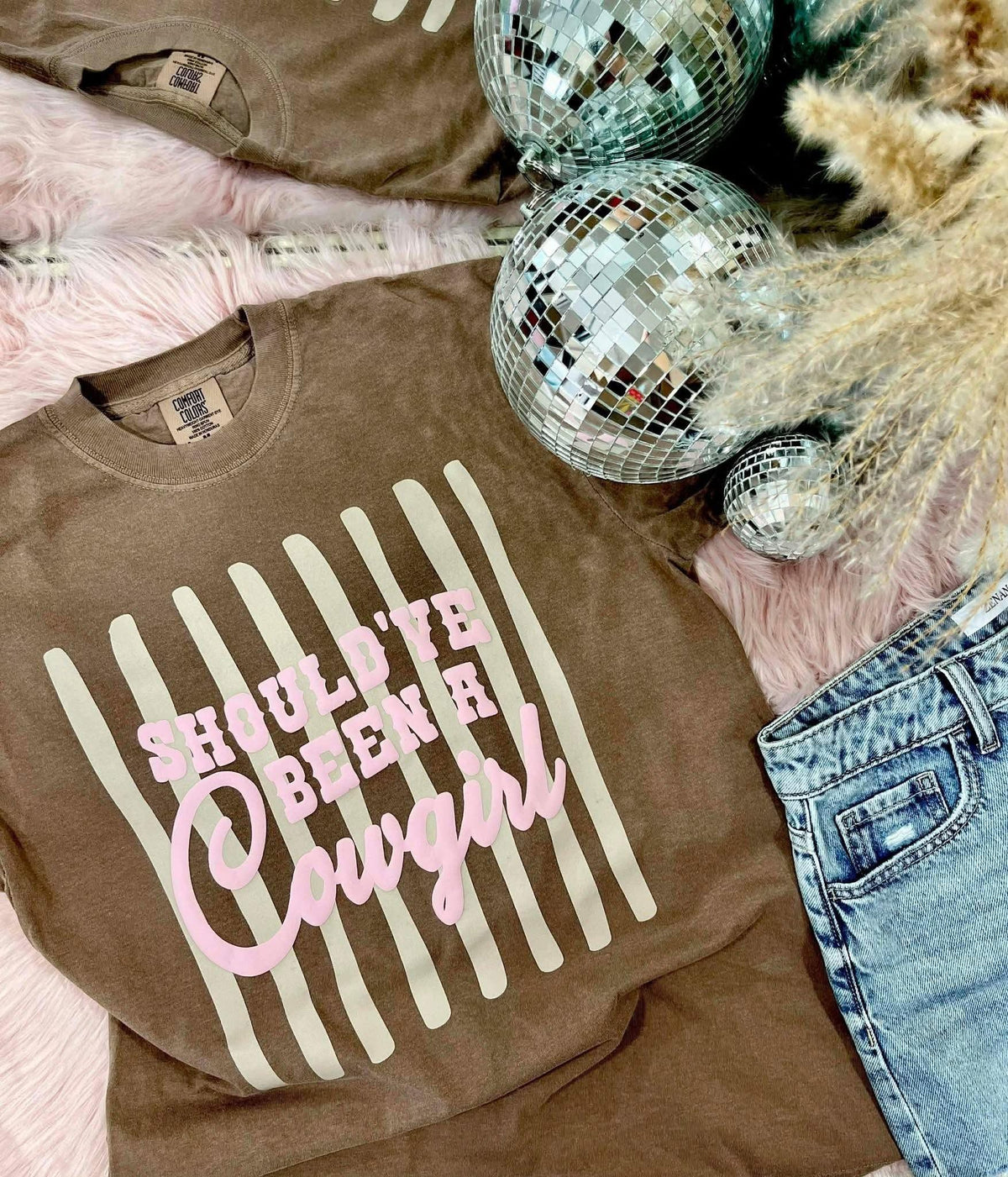 Should've Been A Cowgirl Striped Puff WEST42 Top