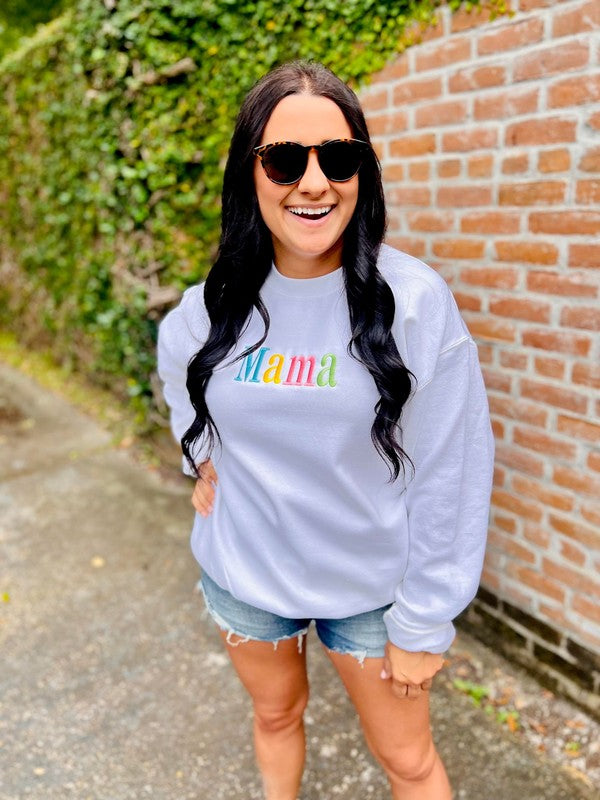 Mama Rainbow Embroidered Sweatshirt