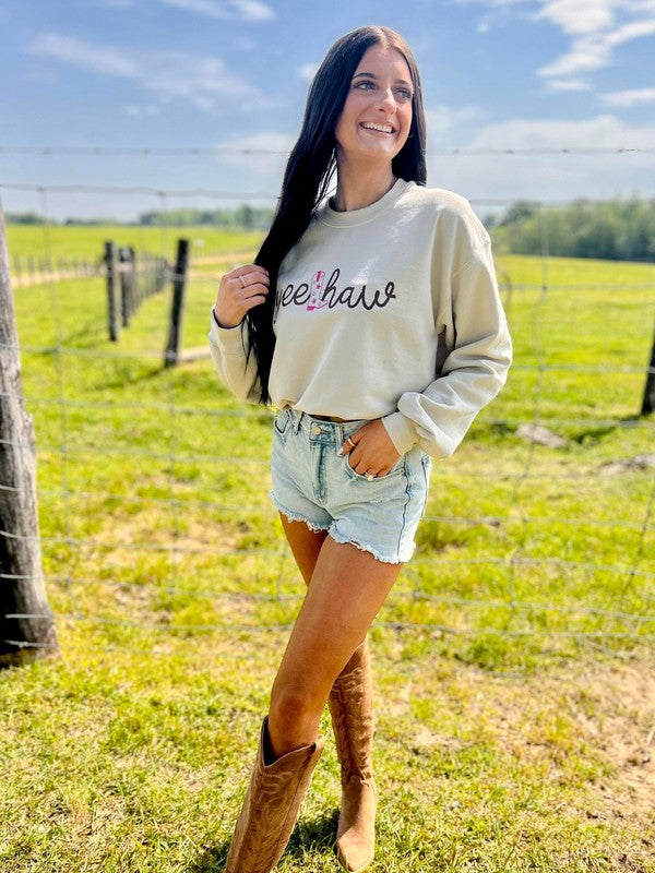 Yee Haw Boot Rope Embroidered Sweatshirt