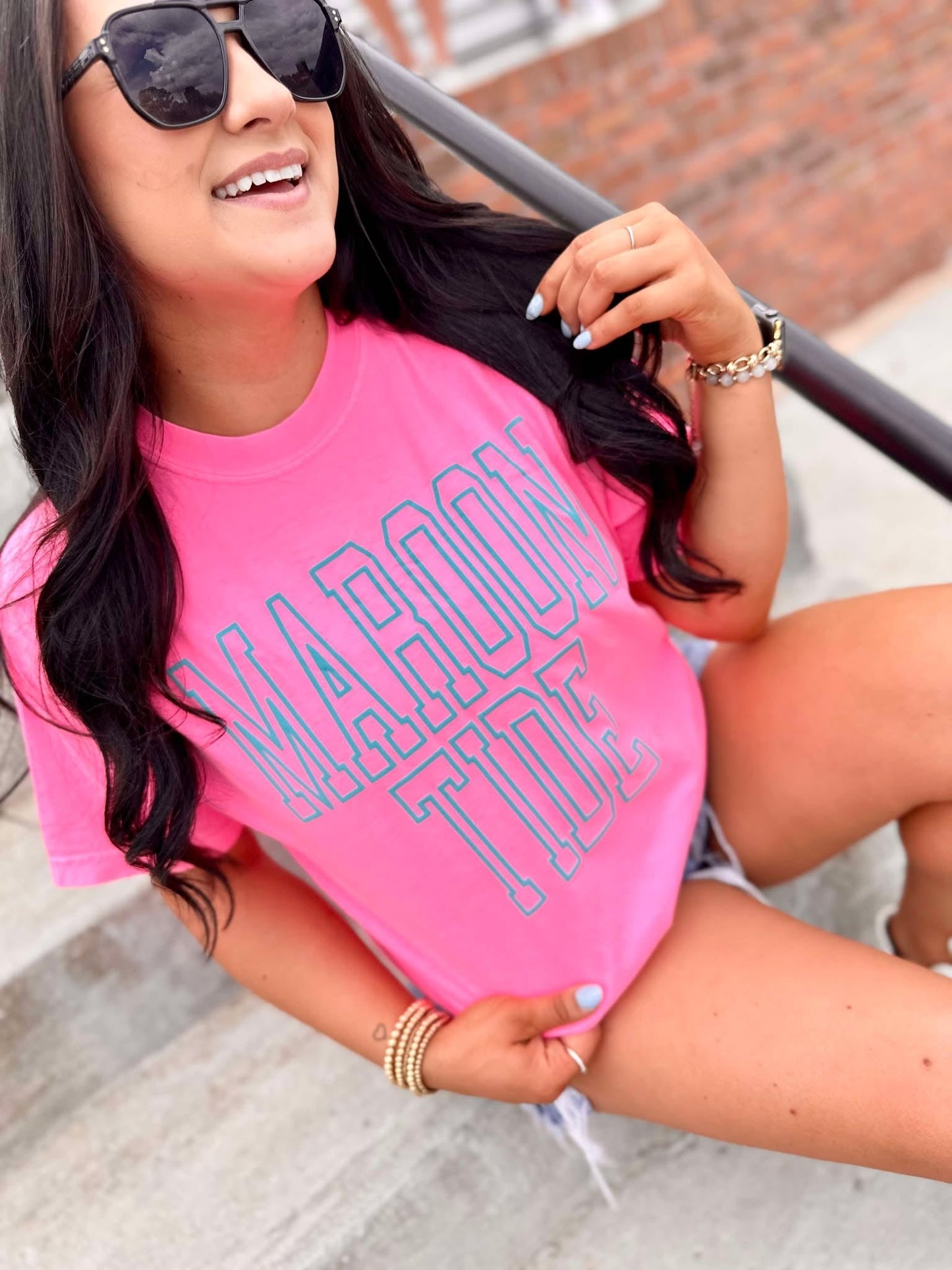 Custom Hollow Varsity Stacked Puff Graphic Tee