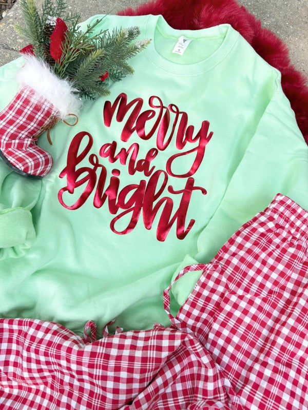Merry & Bright Christmas Puff Sweatshirt