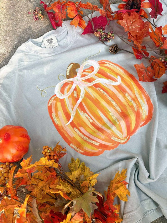 Coquette Bow Pumpkin Fall Graphic Tee