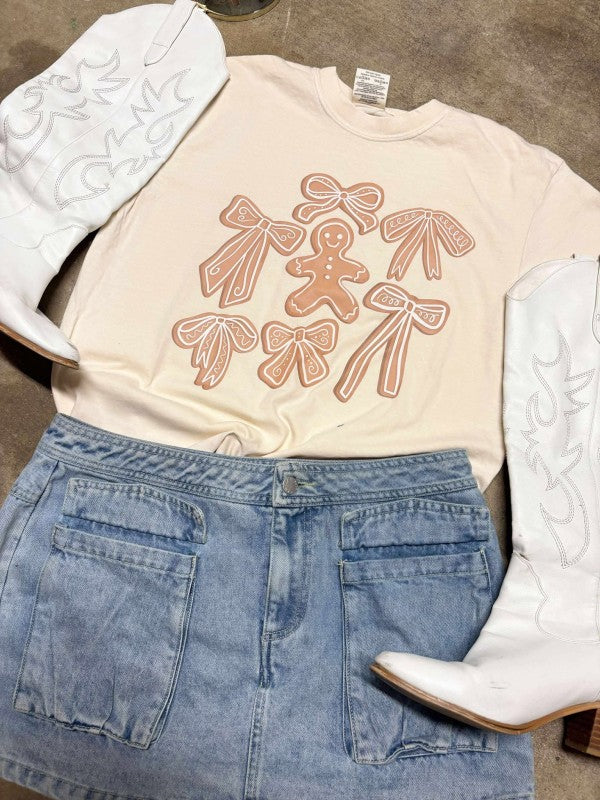 Gingerbread Cookie Bows DTF Graphic Tee