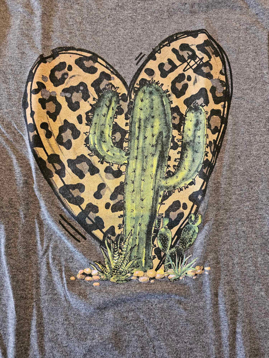 Leopard Heart w/ Cactus Tee