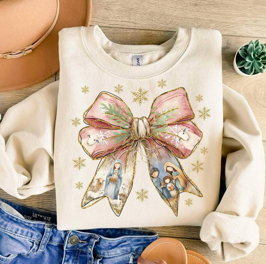 Nativity Coquette Bow DTF Sweatshirt