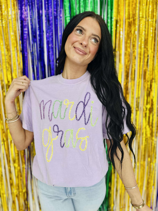 Mardi Gras Multi Tinsel DTF Tee