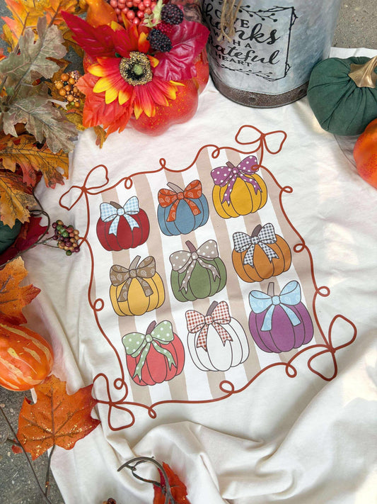 Pumpkin Trio Stack Fall Frame Graphic Tee & Sweatshirt