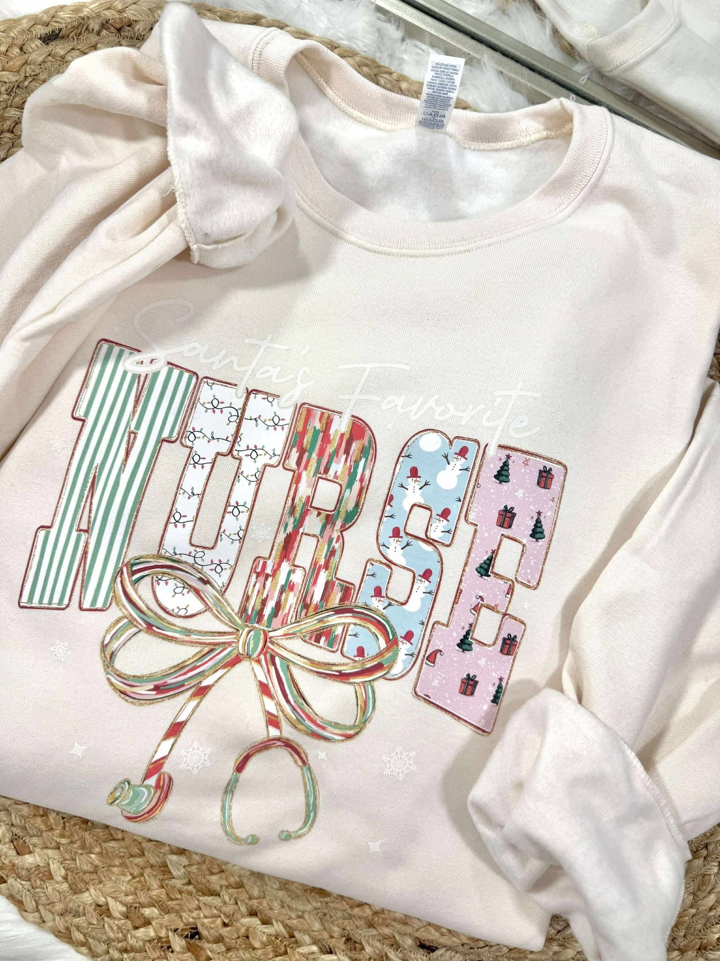 Santa Favorite Nurse Bow Graphic Tee