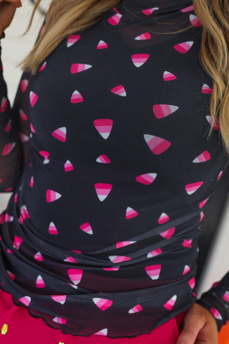 PREORDER-Keigan Mesh Top- Candy Corn