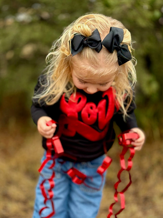 Love in Metallic Red Puff on Youth Sweatshirt