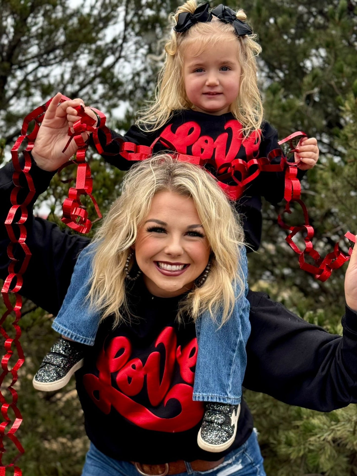 Love in Metallic Red Puff on Youth Sweatshirt