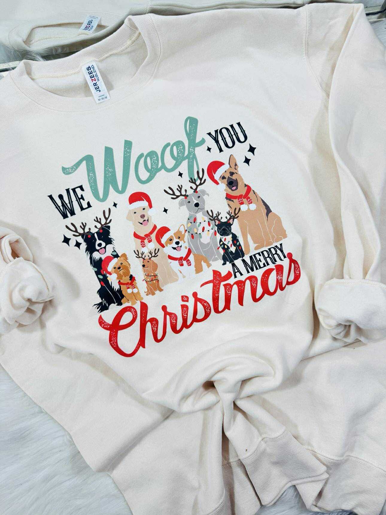 Woof You A Merry Christmas DTF Graphic Sweatshirt