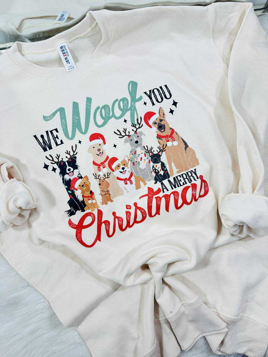 Woof You A Merry Christmas DTF Graphic Sweatshirt