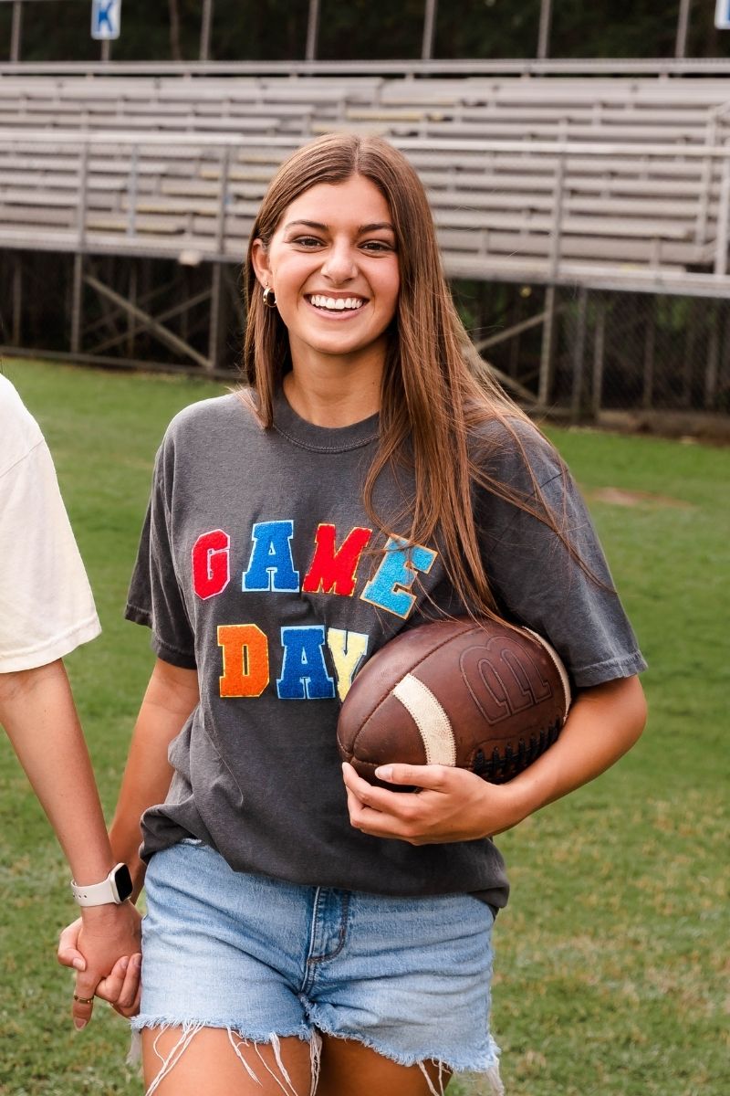 Game Day Multi Colored Varsity Patch Tee