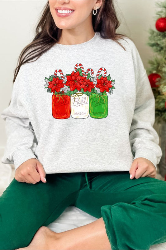 Ready to Ship Christmas Mason Jars DTF Sweatshirt